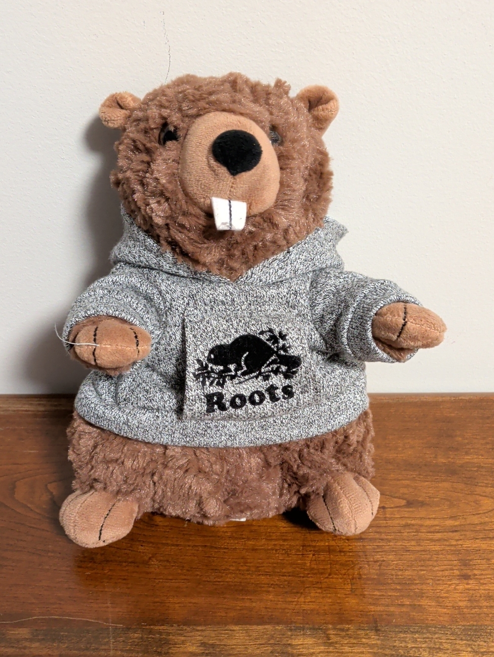 Roots Beaver Stuffie With Removable Hoodie. GUC 8 Inches Tall.